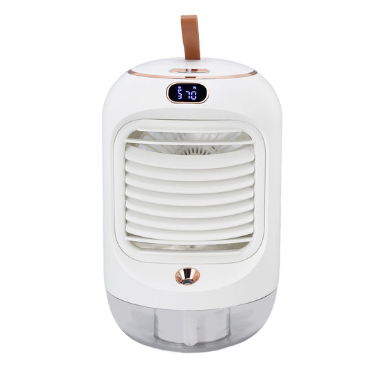 Mini Air Conditioner Humidifier Aromather 3 Gears 5 Blades USB Charging Night Light Water Cooling Fan White V1294-YM0523-3113220038611