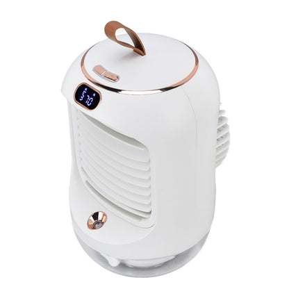 Mini Air Conditioner Humidifier Aromather 3 Gears 5 Blades USB Charging Night Light Water Cooling Fan White V1294-YM0523-3113220038611