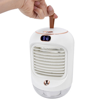 Mini Air Conditioner Humidifier Aromather 3 Gears 5 Blades USB Charging Night Light Water Cooling Fan White V1294-YM0523-3113220038611