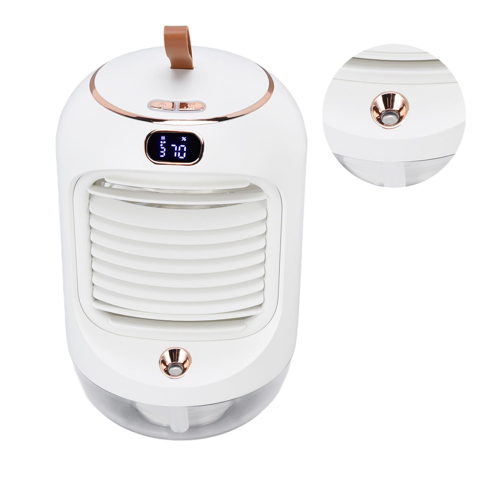 Mini Air Conditioner Humidifier Aromather 3 Gears 5 Blades USB Charging Night Light Water Cooling Fan White V1294-YM0523-3113220038611