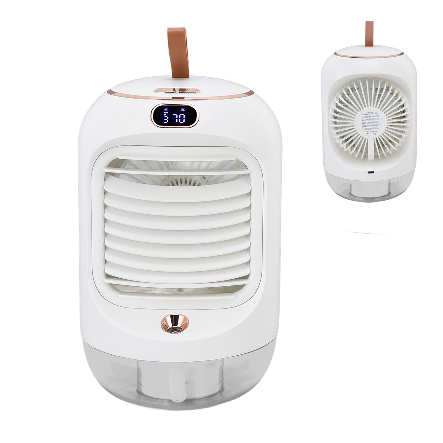 Mini Air Conditioner Humidifier Aromather 3 Gears 5 Blades USB Charging Night Light Water Cooling Fan White V1294-YM0523-3113220038611