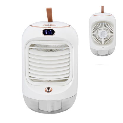 Mini Air Conditioner Humidifier Aromather 3 Gears 5 Blades USB Charging Night Light Water Cooling Fan White V1294-YM0523-3113220038611