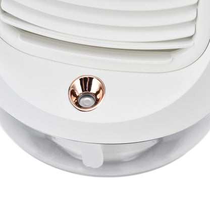 Mini Air Conditioner Humidifier Aromather 3 Gears 5 Blades USB Charging Night Light Water Cooling Fan White V1294-YM0523-3113220038611