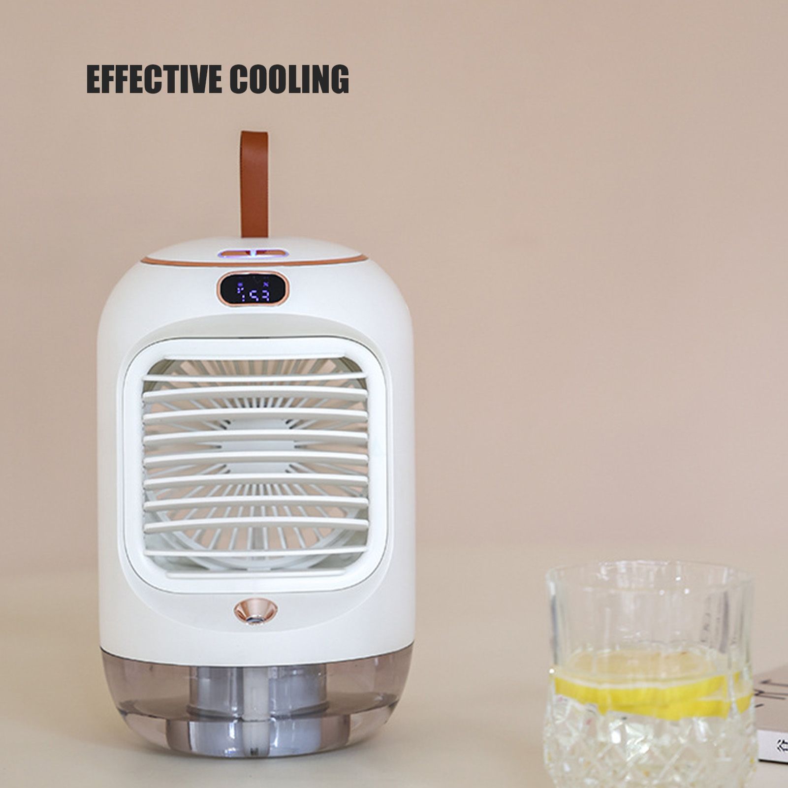Mini Air Conditioner Humidifier Aromather 3 Gears 5 Blades USB Charging Night Light Water Cooling Fan White V1294-YM0523-3113220038611