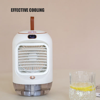 Mini Air Conditioner Humidifier Aromather 3 Gears 5 Blades USB Charging Night Light Water Cooling Fan White V1294-YM0523-3113220038611