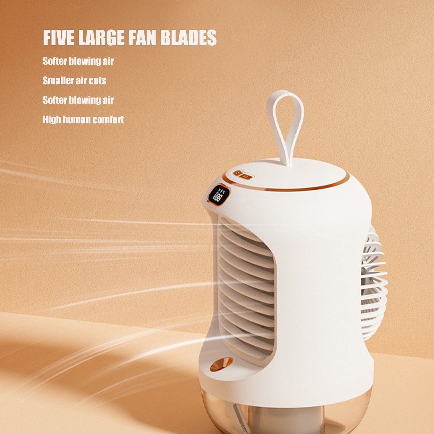 Mini Air Conditioner Humidifier Aromather 3 Gears 5 Blades USB Charging Night Light Water Cooling Fan White V1294-YM0523-3113220038611