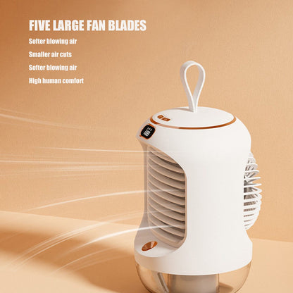 Mini Air Conditioner Humidifier Aromather 3 Gears 5 Blades USB Charging Night Light Water Cooling Fan White V1294-YM0523-3113220038611
