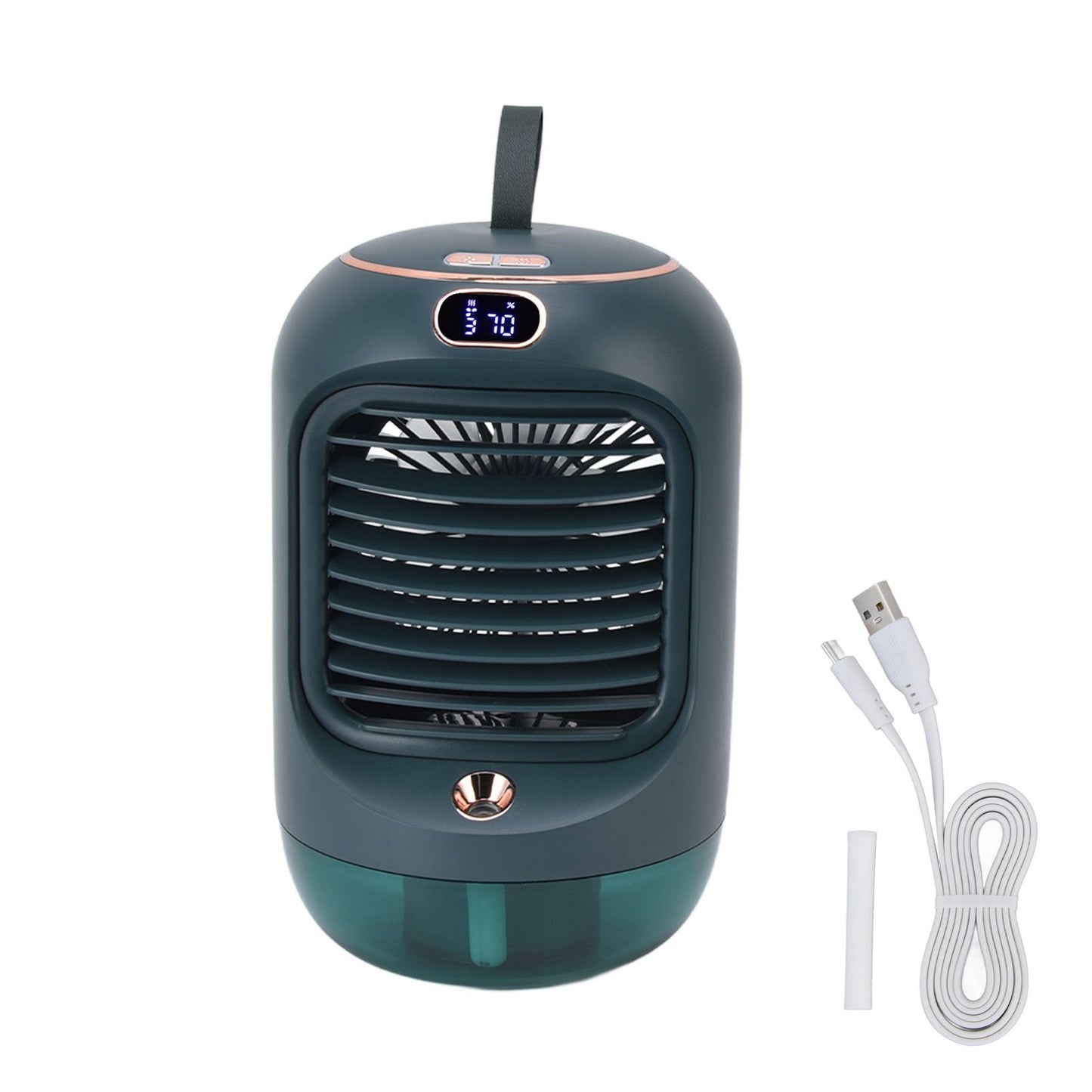 Mini Air Conditioner Humidifier Aromather 3 Gears 5 Blades USB Charging Night Light Water Cooling Fan Green V1294-YM0523-3113220038613
