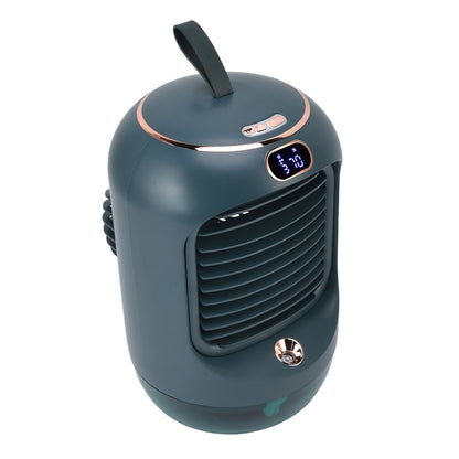 Mini Air Conditioner Humidifier Aromather 3 Gears 5 Blades USB Charging Night Light Water Cooling Fan Green V1294-YM0523-3113220038613