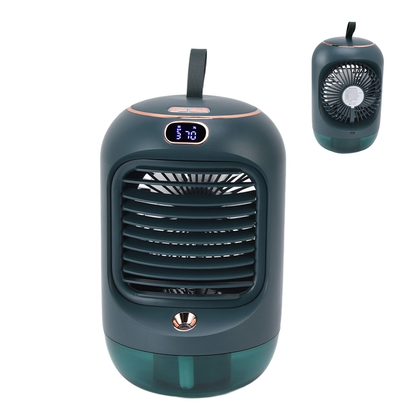 Mini Air Conditioner Humidifier Aromather 3 Gears 5 Blades USB Charging Night Light Water Cooling Fan Green V1294-YM0523-3113220038613