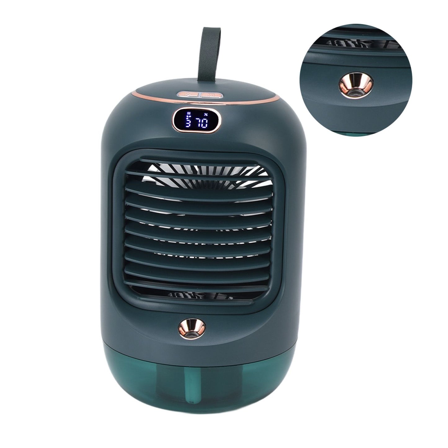 Mini Air Conditioner Humidifier Aromather 3 Gears 5 Blades USB Charging Night Light Water Cooling Fan Green V1294-YM0523-3113220038613