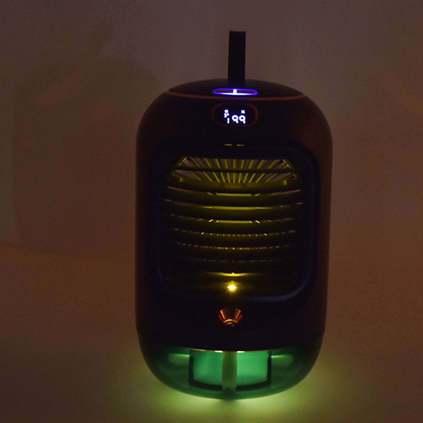 Mini Air Conditioner Humidifier Aromather 3 Gears 5 Blades USB Charging Night Light Water Cooling Fan Green V1294-YM0523-3113220038613