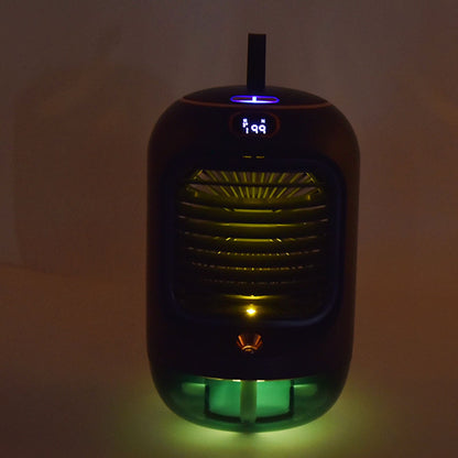 Mini Air Conditioner Humidifier Aromather 3 Gears 5 Blades USB Charging Night Light Water Cooling Fan Green V1294-YM0523-3113220038613
