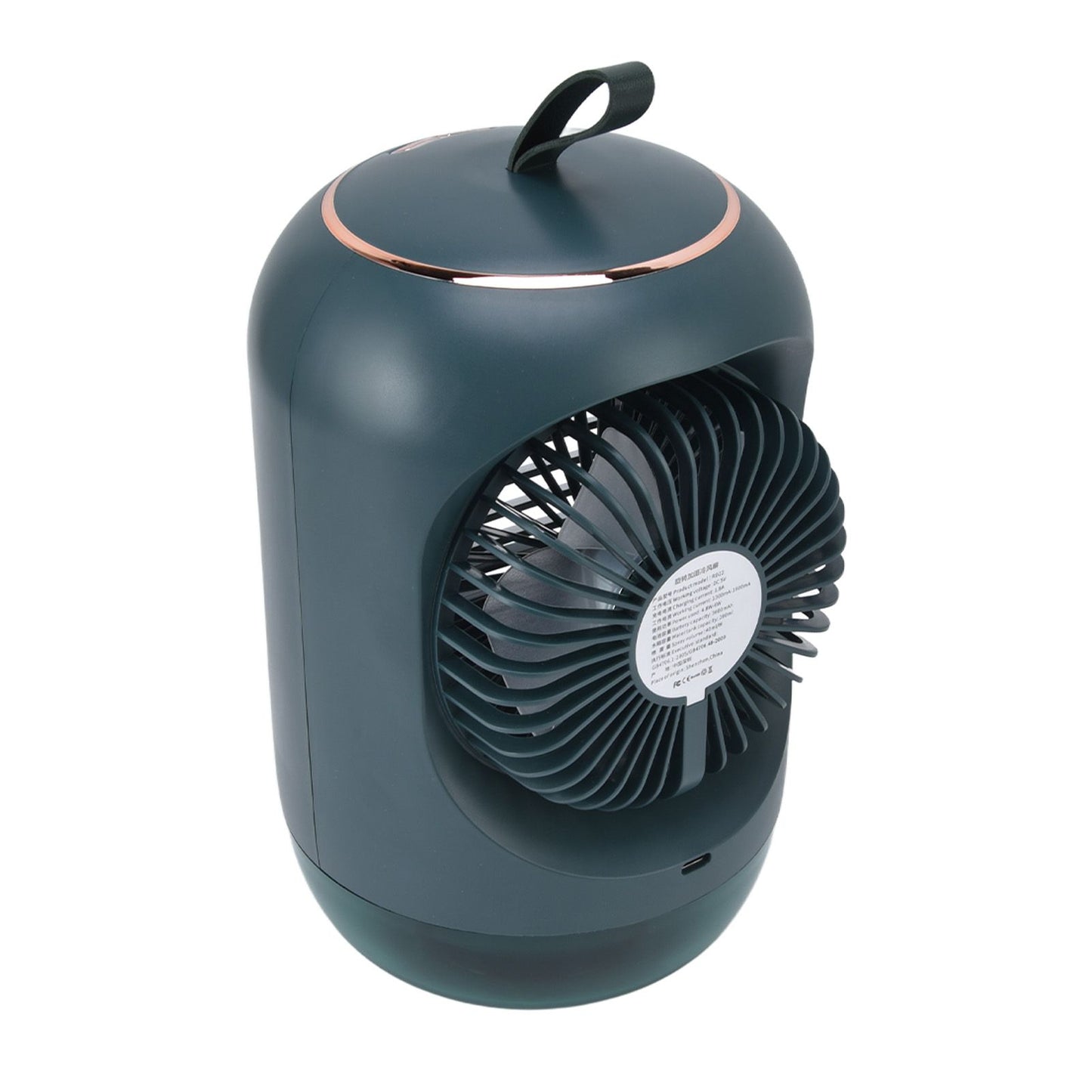Mini Air Conditioner Humidifier Aromather 3 Gears 5 Blades USB Charging Night Light Water Cooling Fan Green V1294-YM0523-3113220038613