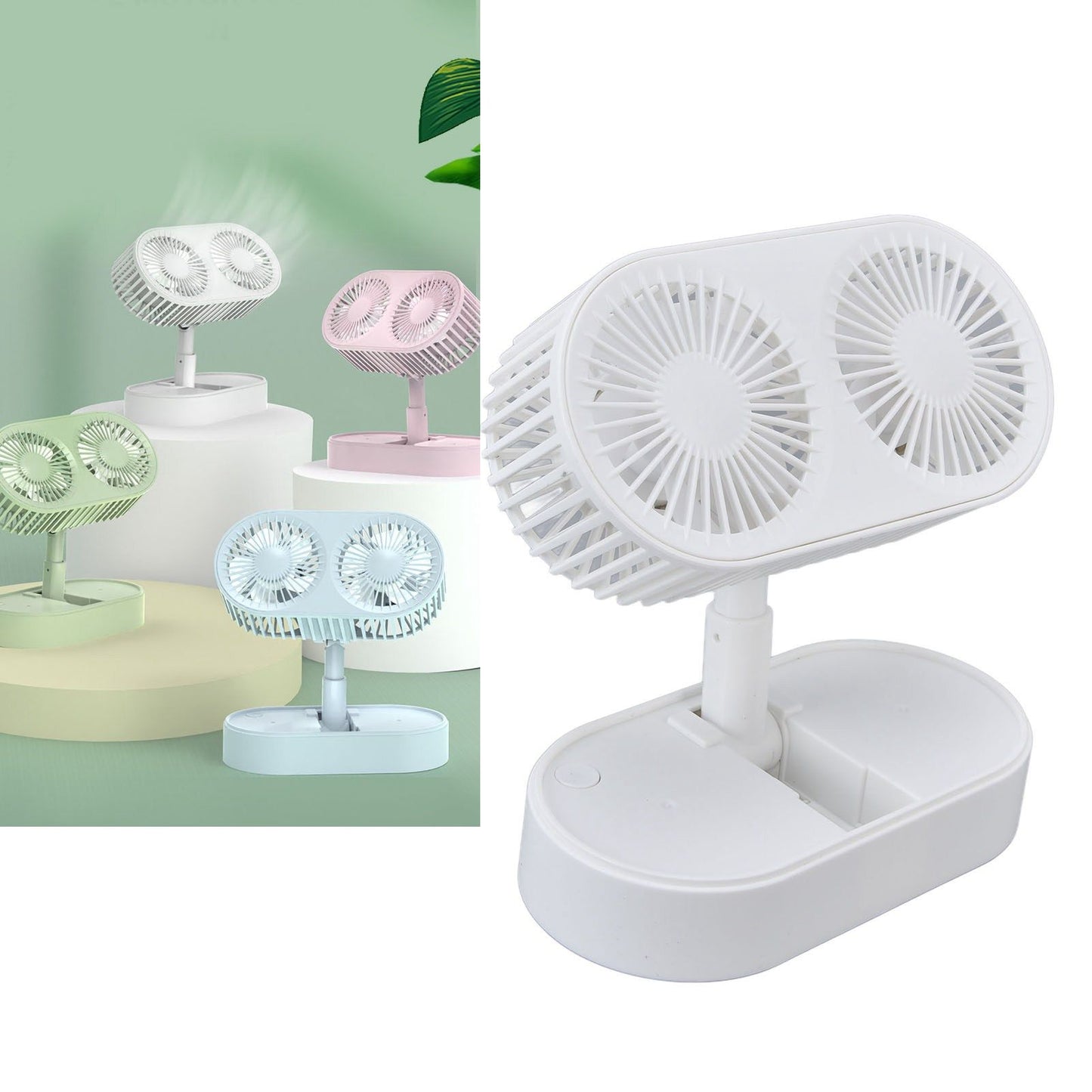 Desktop Double Fan Dual Motor 135 degrees Angle Adjustable Handheld Fan Three Levels Adjustable Low Noise V1294-YM0523-3113220041611
