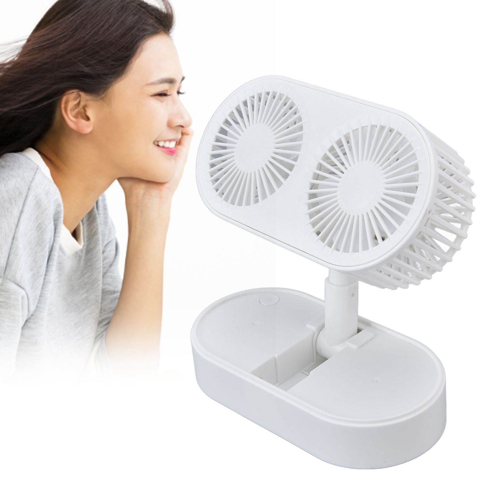 Desktop Double Fan Dual Motor 135 degrees Angle Adjustable Handheld Fan Three Levels Adjustable Low Noise V1294-YM0523-3113220041611