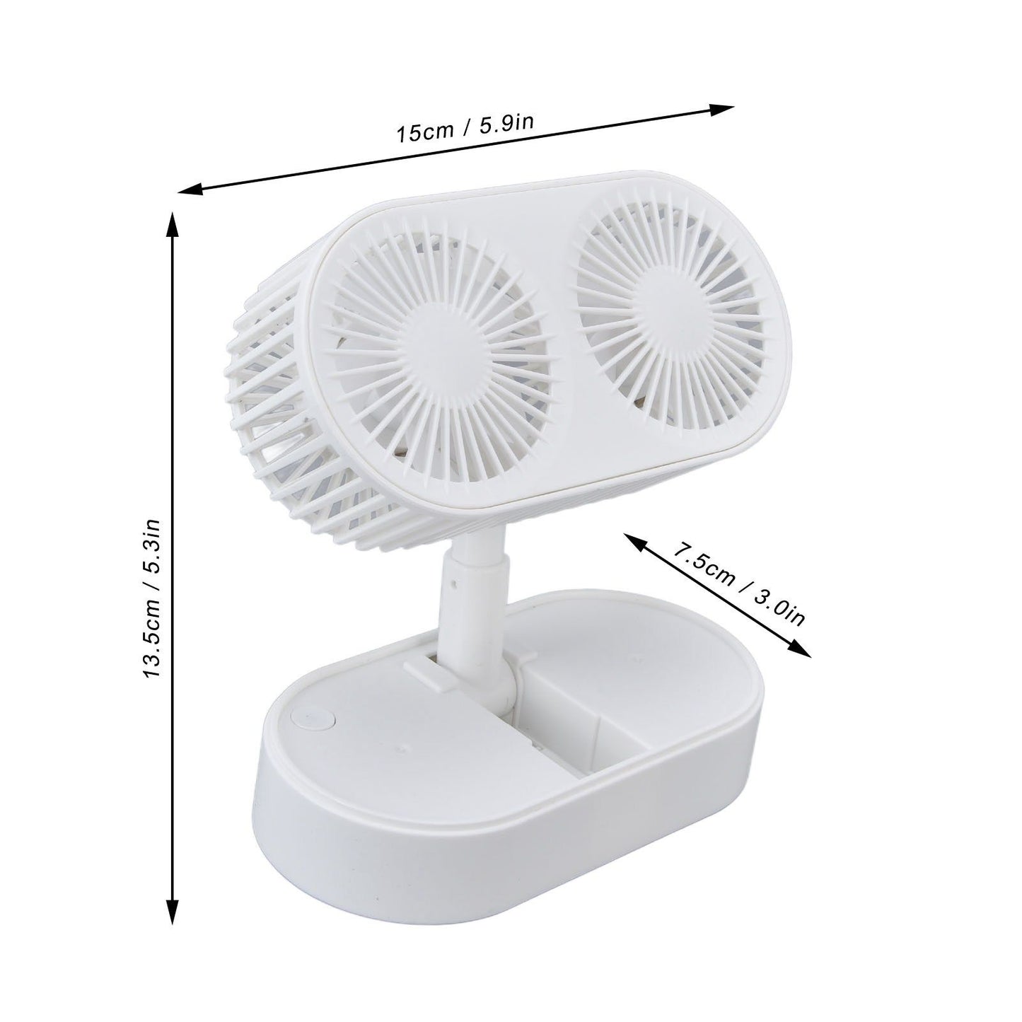 Desktop Double Fan Dual Motor 135 degrees Angle Adjustable Handheld Fan Three Levels Adjustable Low Noise V1294-YM0523-3113220041611