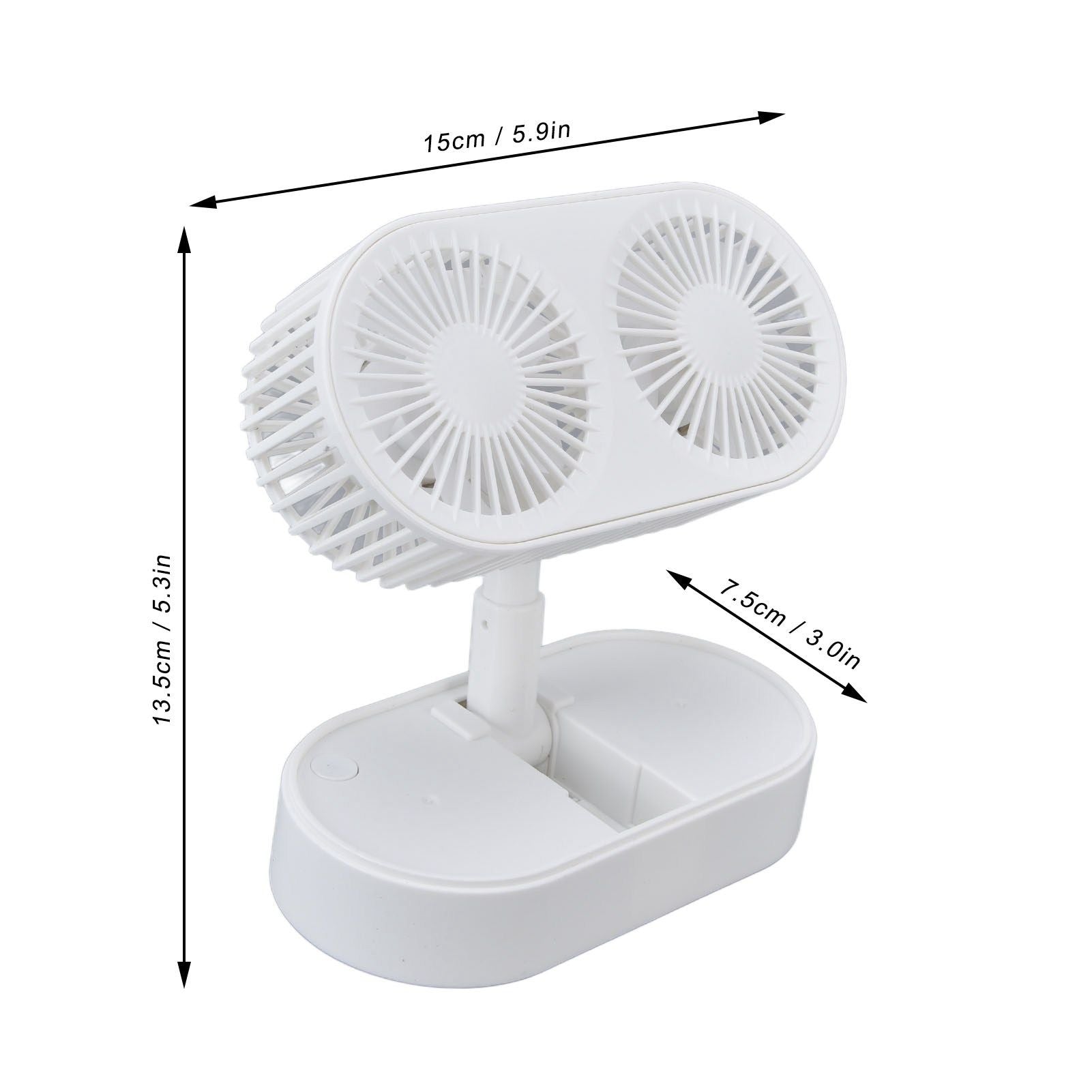 Desktop Double Fan Dual Motor 135 degrees Angle Adjustable Handheld Fan Three Levels Adjustable Low Noise V1294-YM0523-3113220041611