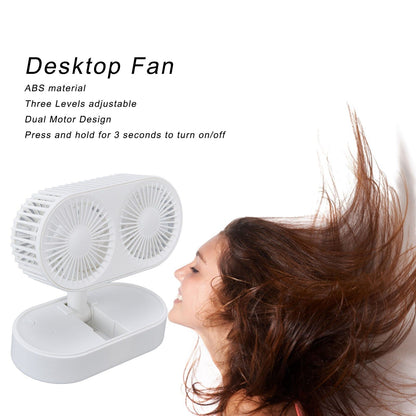 Desktop Double Fan Dual Motor 135 degrees Angle Adjustable Handheld Fan Three Levels Adjustable Low Noise V1294-YM0523-3113220041611