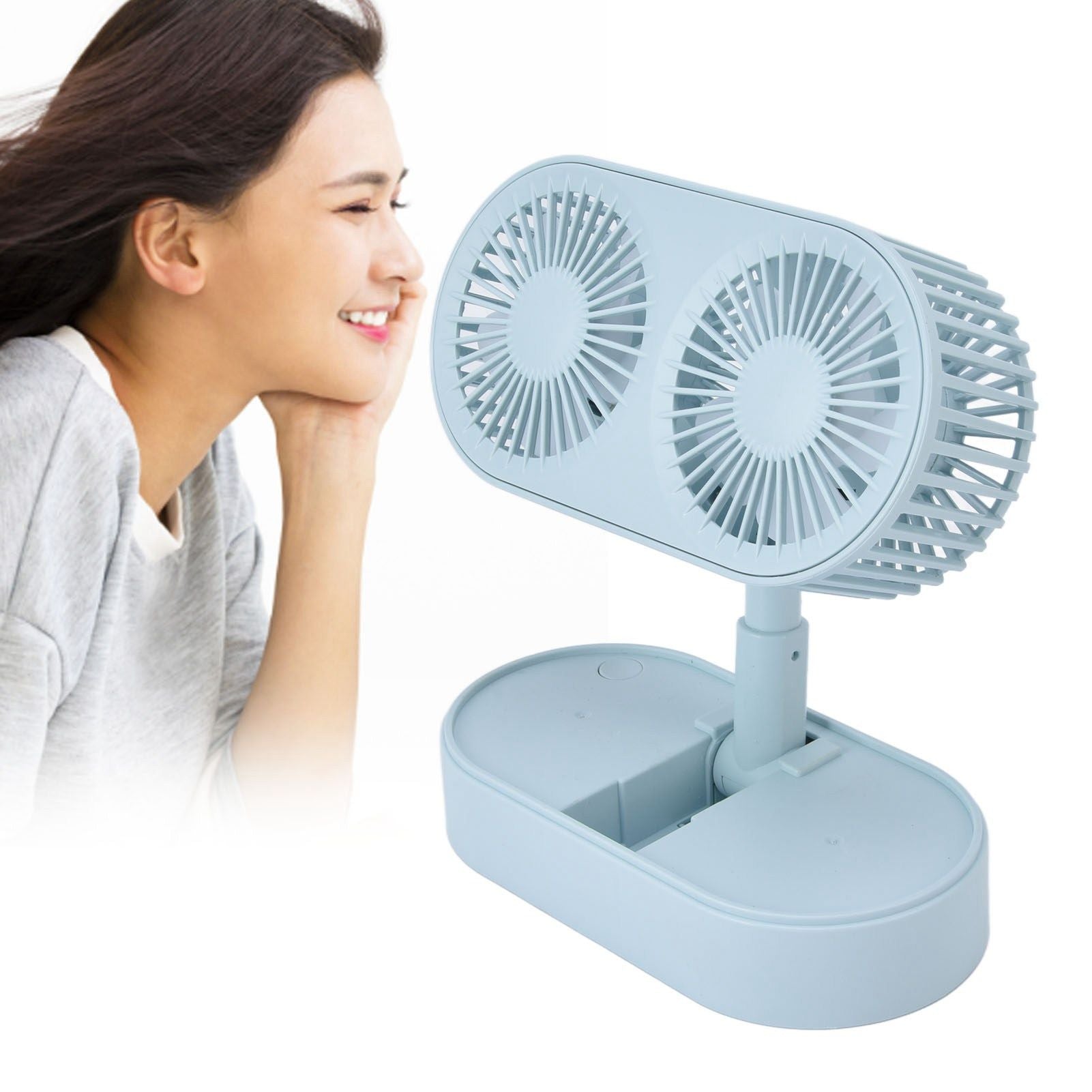 Desktop Double Fan Dual Motor 135 degrees Angle Adjustable Handheld Fan Three Levels Adjustable Low Noise V1294-YM0523-3113220041613