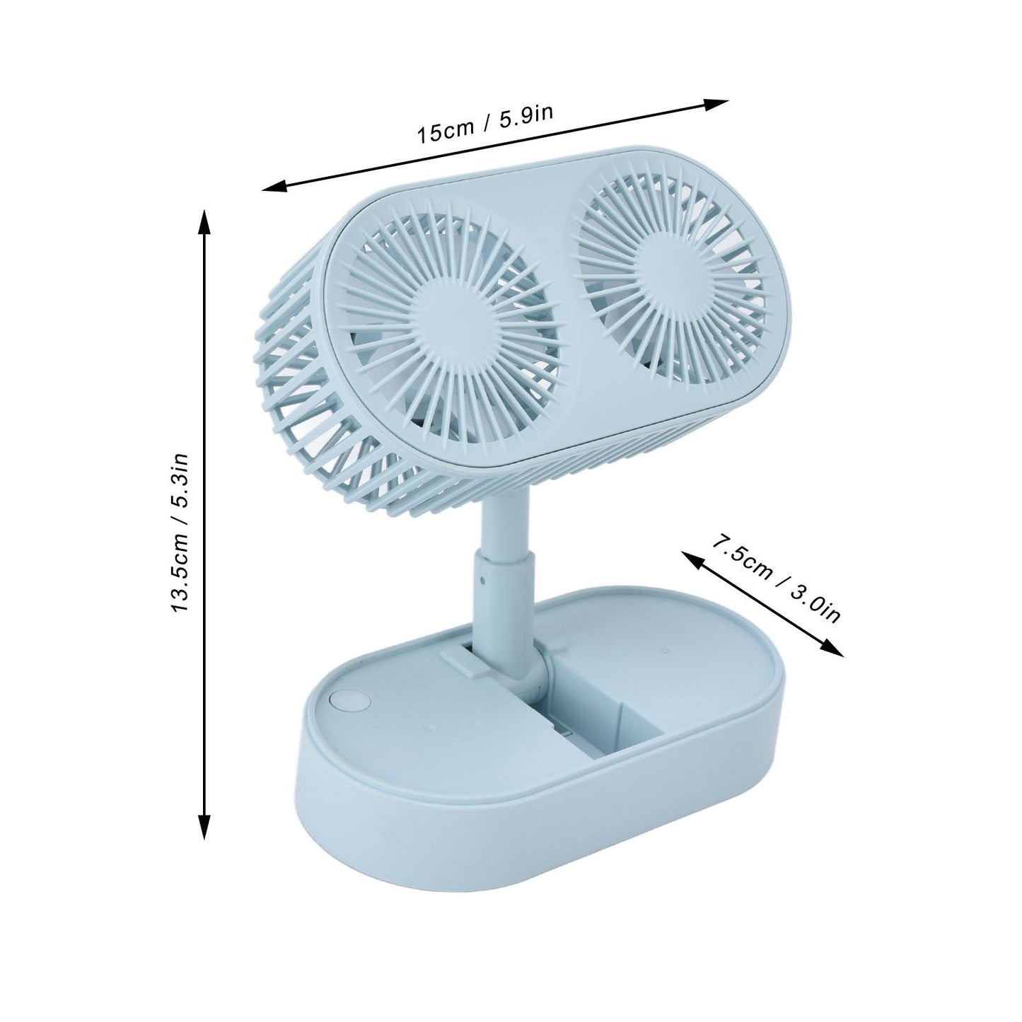Desktop Double Fan Dual Motor 135 degrees Angle Adjustable Handheld Fan Three Levels Adjustable Low Noise V1294-YM0523-3113220041613