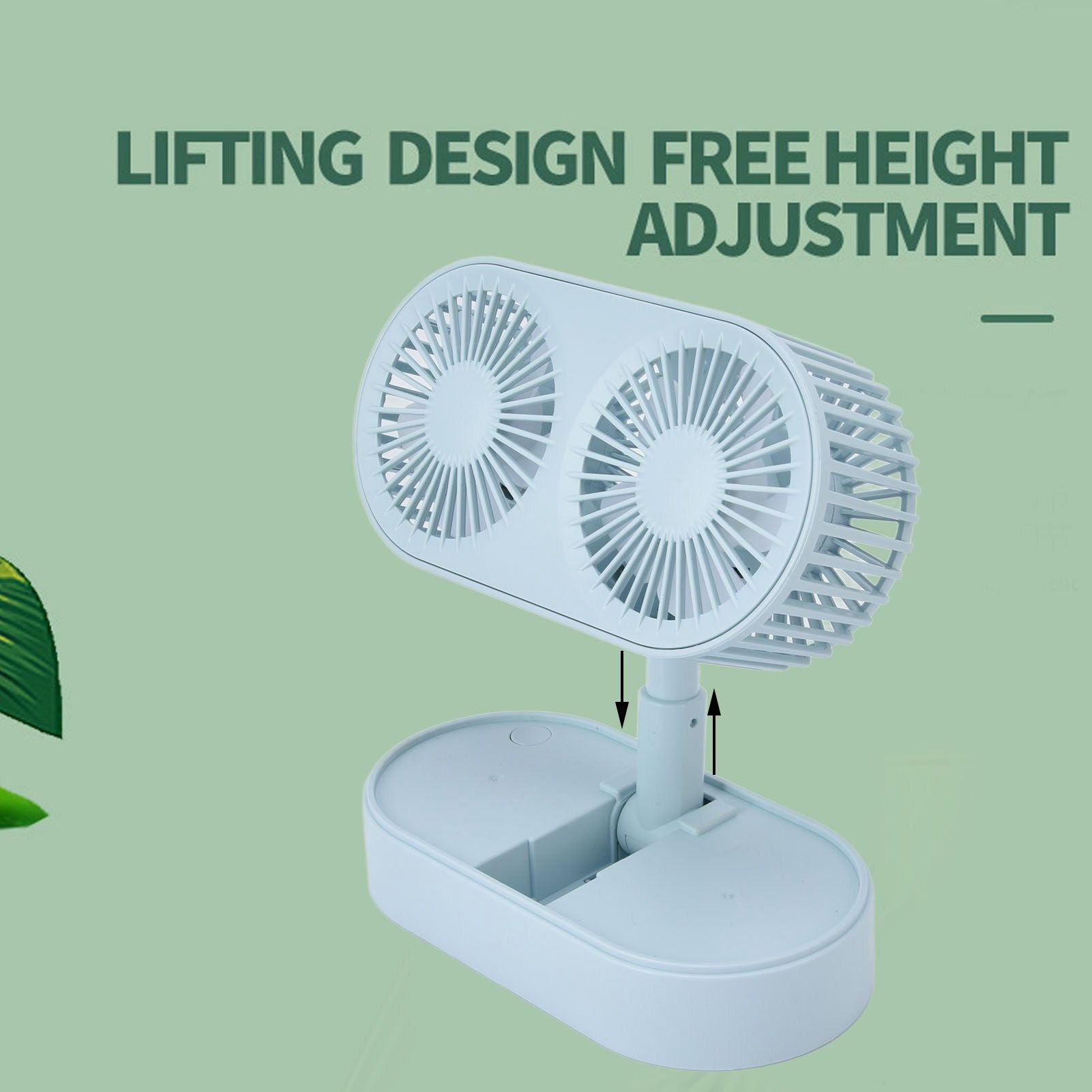 Desktop Double Fan Dual Motor 135 degrees Angle Adjustable Handheld Fan Three Levels Adjustable Low Noise V1294-YM0523-3113220041613