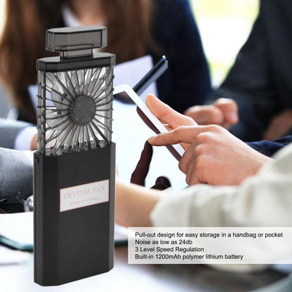 Handheld Fan 3 Speed Ladies Small Fan USB 1200mAh Battery Rechargeable Handheld Portable Pull Out Design V1294-YM0523-3113220045211