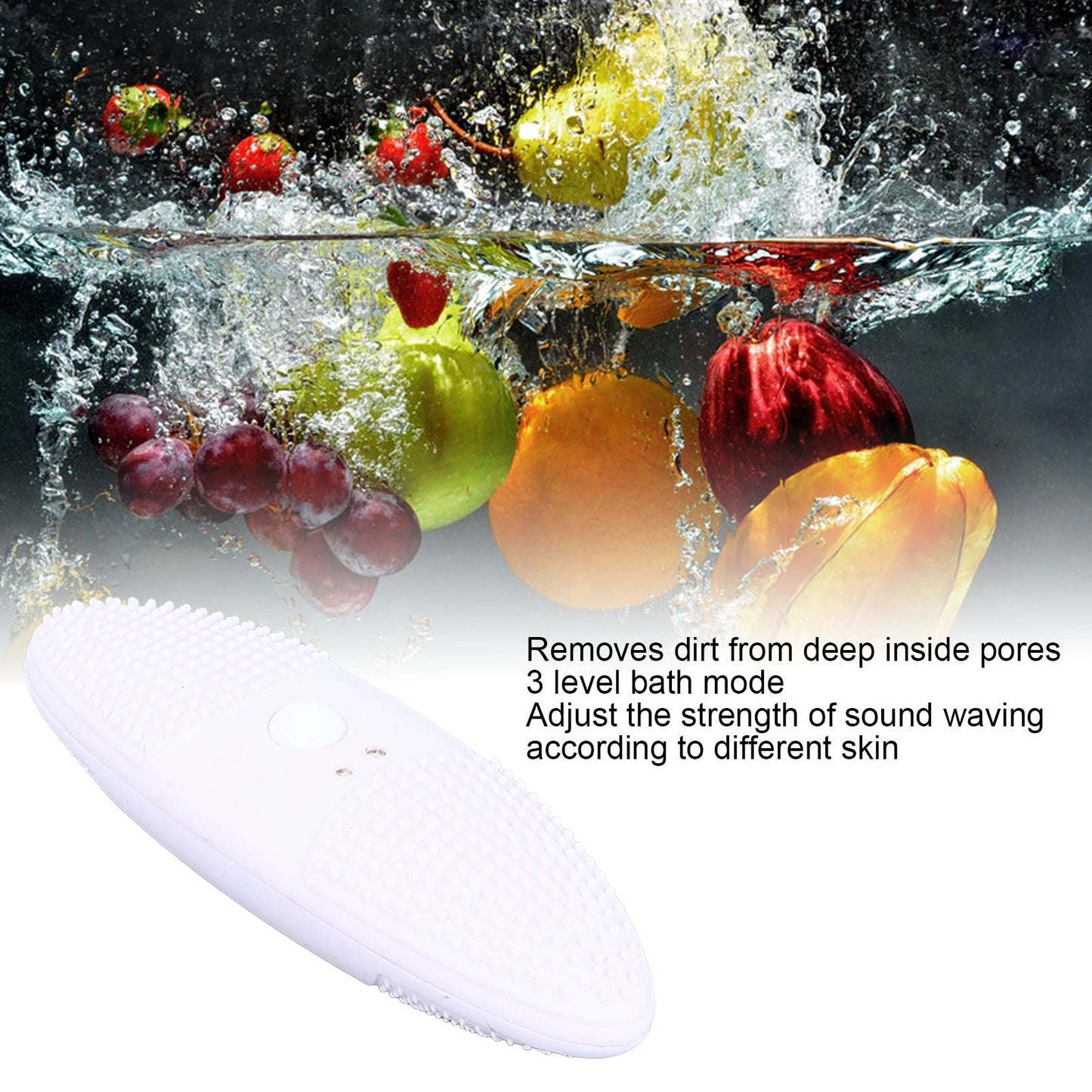 Ultrasonic Scrubber 3 Levels USB Charging High Frequency Vibration Dual Waving Ultrasonic Vegetable Washing V1294-YM0523-3113220045311