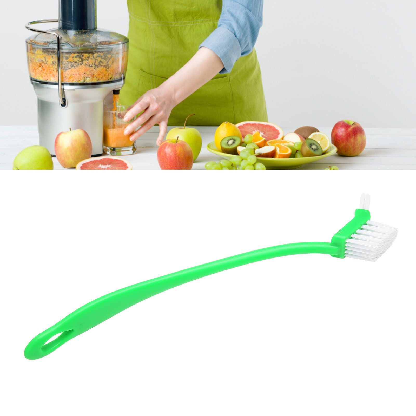 Universal 2 Head Cleaning Brush 31cm Long Handle Brush for Juicer Bottle Cup Green V1294-YM0523-3113220045411