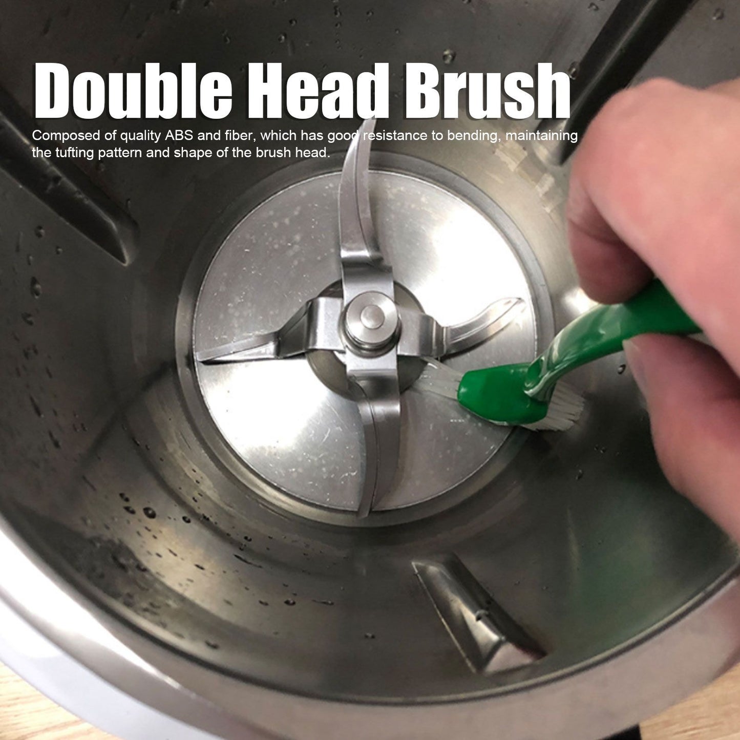 Universal 2 Head Cleaning Brush 31cm Long Handle Brush for Juicer Bottle Cup Green V1294-YM0523-3113220045411