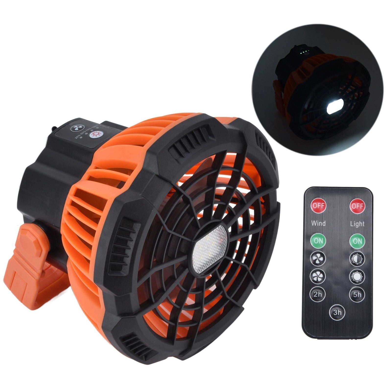 Camping Fan with Light Silent USB Charging 180 degrees Rotation Portable Hook Design 5 LED Fan for Tent V1294-YM0523-3113220048711