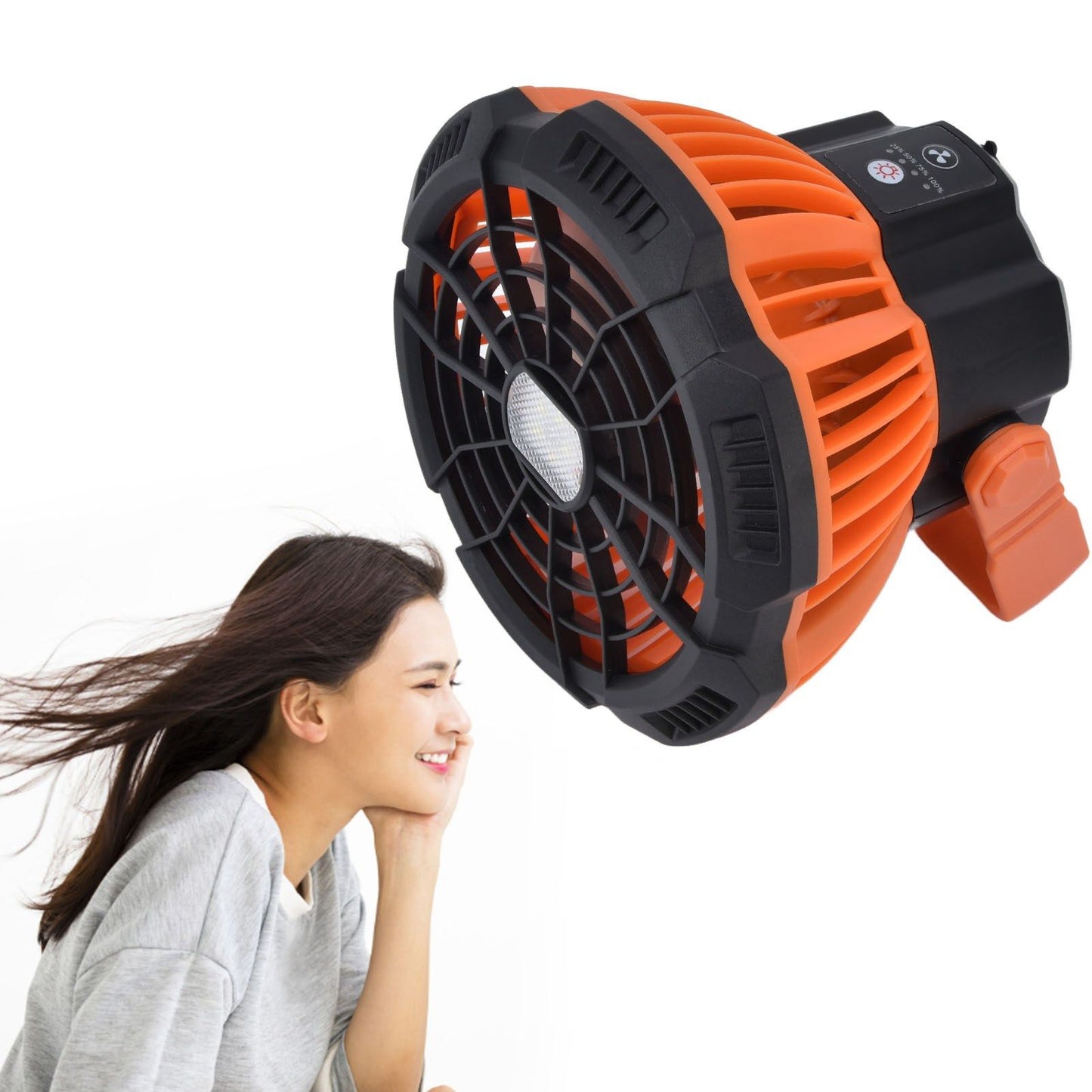Camping Fan with Light Silent USB Charging 180 degrees Rotation Portable Hook Design 5 LED Fan for Tent V1294-YM0523-3113220048711