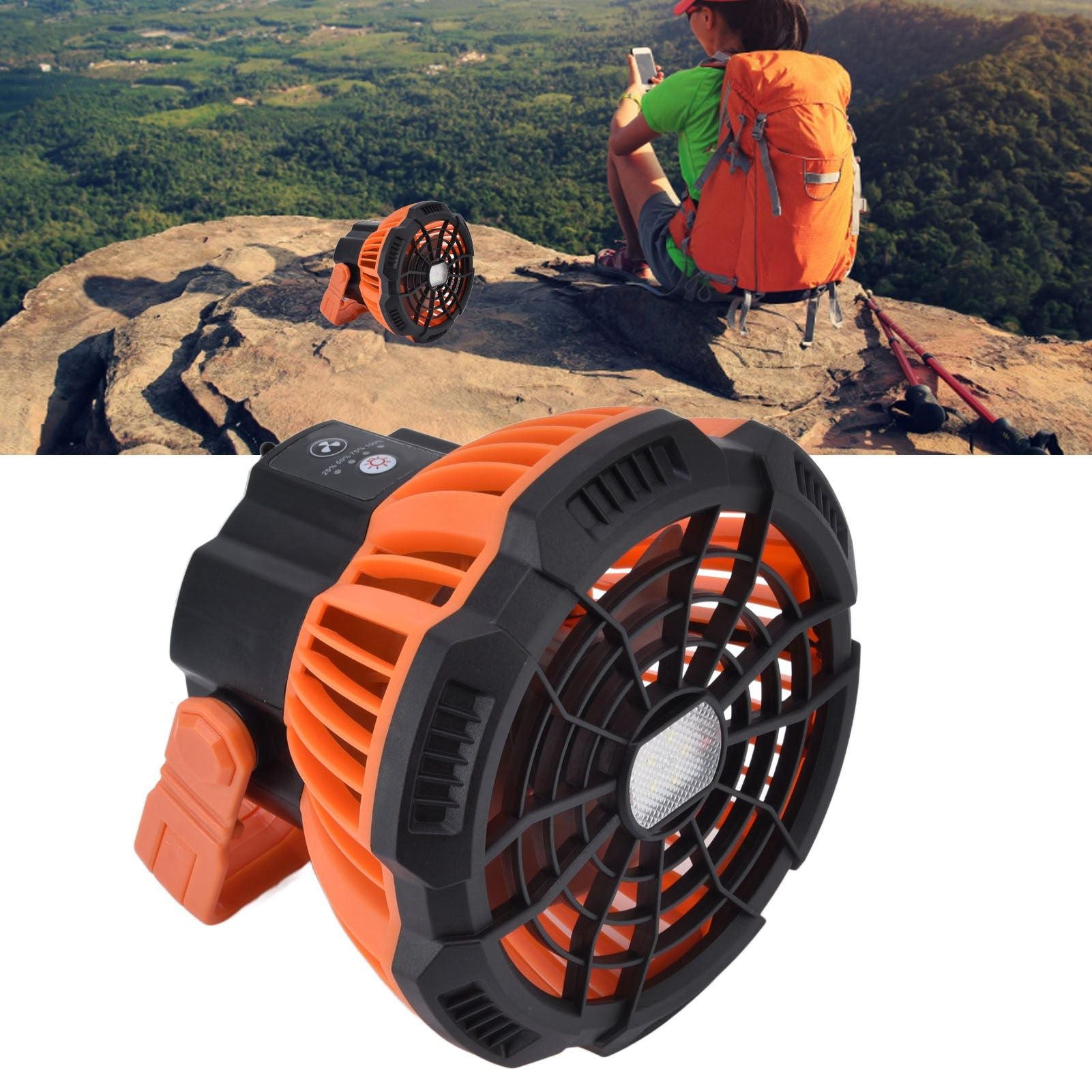 Camping Fan with Light Silent USB Charging 180 degrees Rotation Portable Hook Design 5 LED Fan for Tent V1294-YM0523-3113220048711