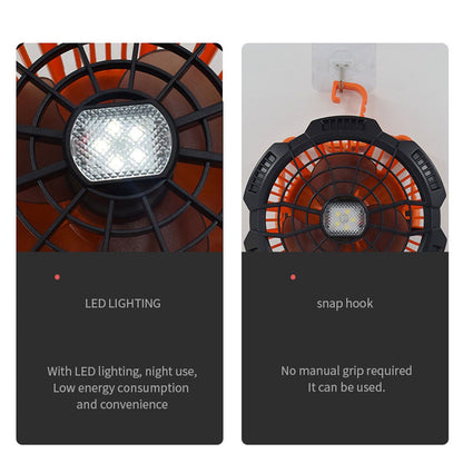 Camping Fan with Light Silent USB Charging 180 degrees Rotation Portable Hook Design 5 LED Fan for Tent V1294-YM0523-3113220048711