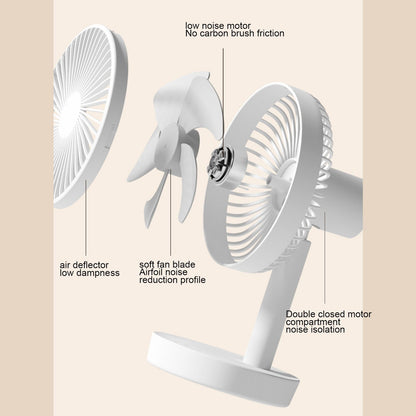3 Speed USB Desktop Oscillating Fan 5 Blade Gentle Wind Small Personal Desk Fan with Automatic Moving Head V1294-YM0523-3113220050011