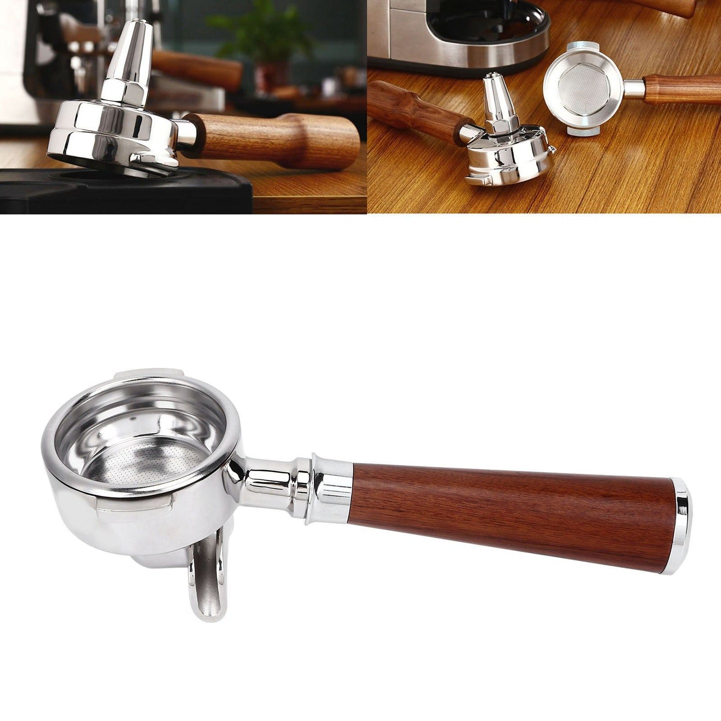 58mm Coffee Portafilter Coffee Machine Filter Coffee Machine Replacement Parts with Wooden Handle for V1294-YM0523-3113220050311