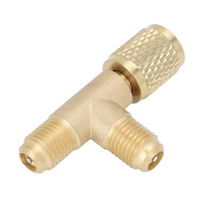Quick Coupler Tee Adapter with Valve Core Brass 1/4in SAE Sturdy Structure for R22 R12 R134 V1294-YM0523-3113220052311
