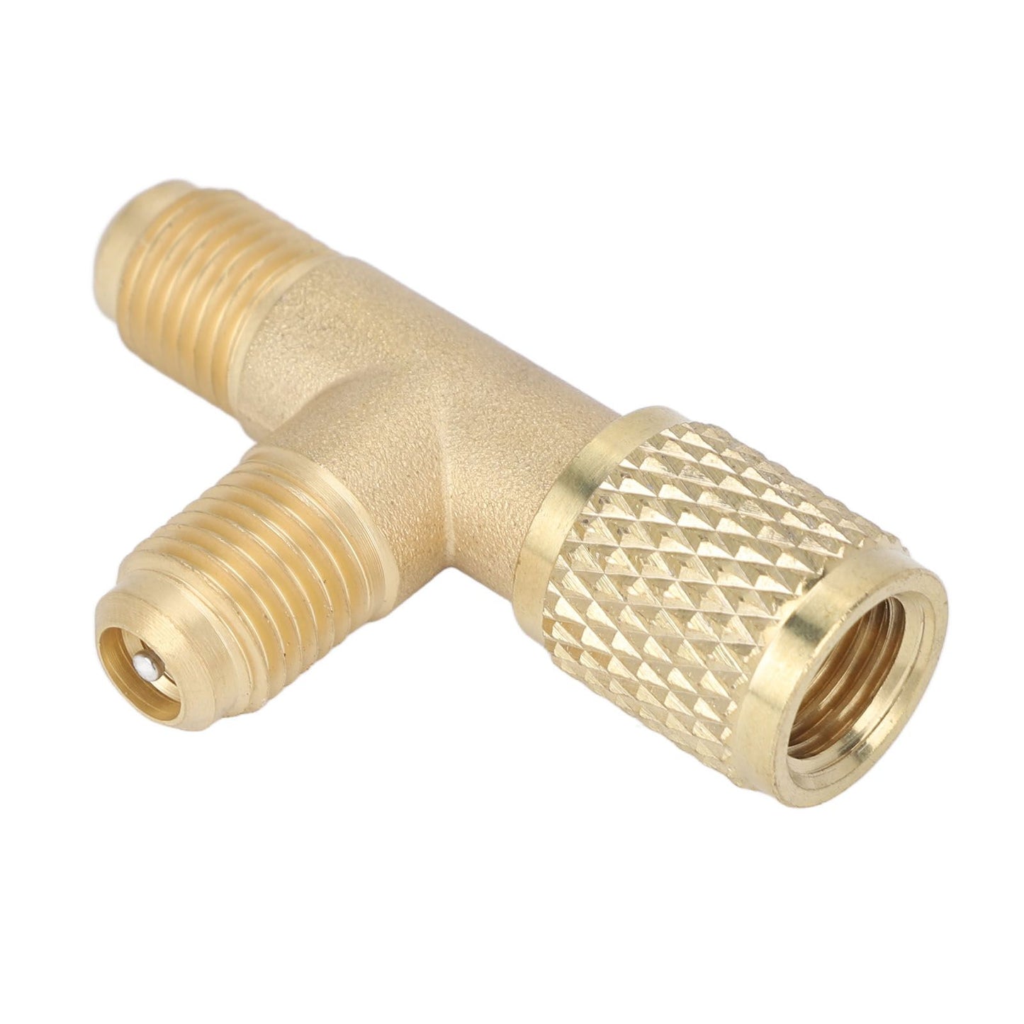 Quick Coupler Tee Adapter with Valve Core Brass 1/4in SAE Sturdy Structure for R22 R12 R134 V1294-YM0523-3113220052311