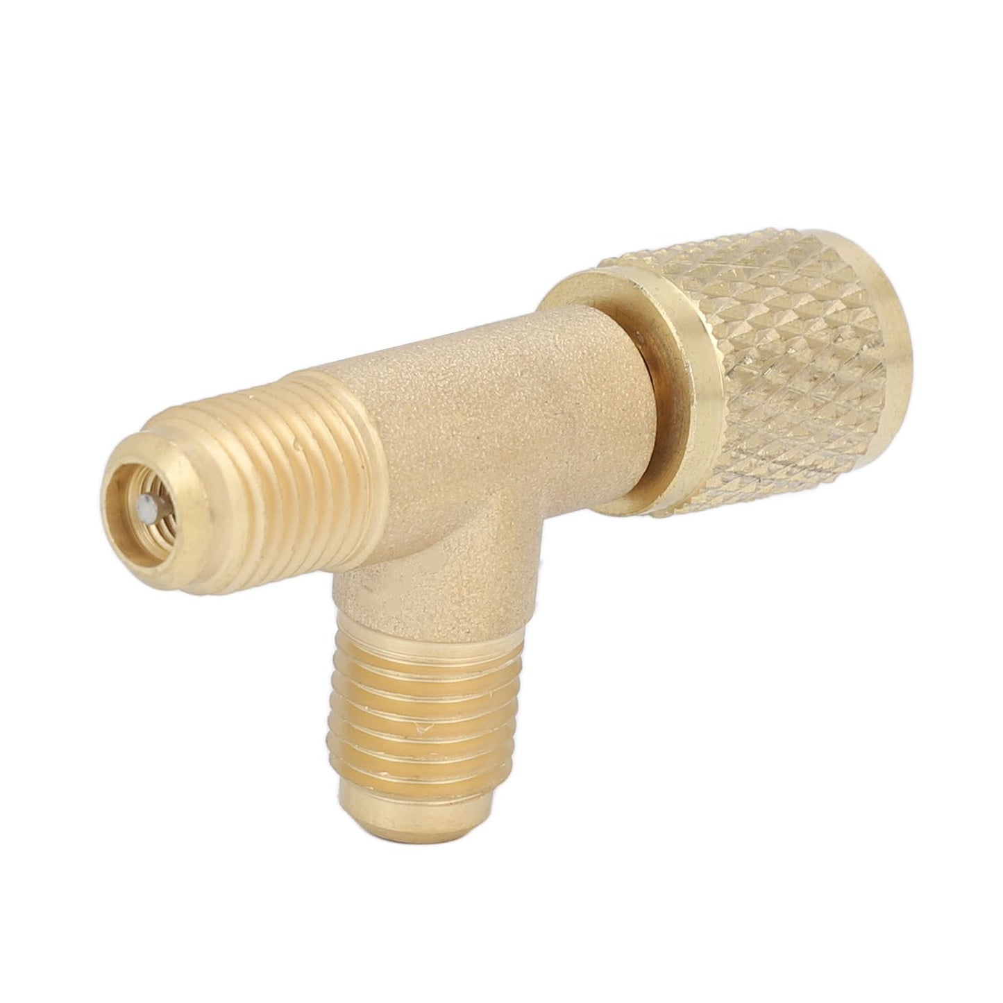 Quick Coupler Tee Adapter with Valve Core Brass 1/4in SAE Sturdy Structure for R22 R12 R134 V1294-YM0523-3113220052311