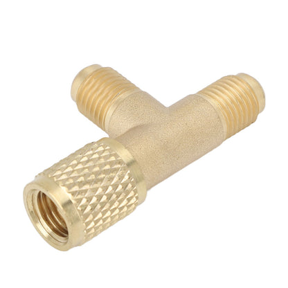 Quick Coupler Tee Adapter with Valve Core Brass 1/4in SAE Sturdy Structure for R22 R12 R134 V1294-YM0523-3113220052311