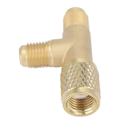 Quick Coupler Tee Adapter with Valve Core Brass 1/4in SAE Sturdy Structure for R22 R12 R134 V1294-YM0523-3113220052311