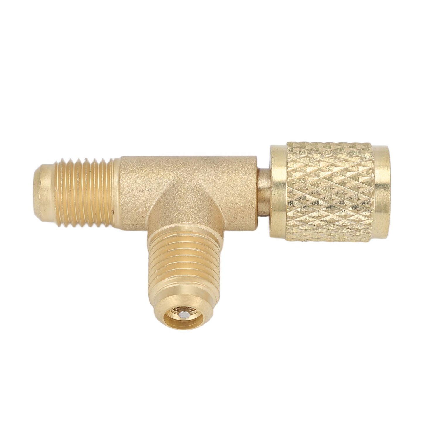 Quick Coupler Tee Adapter with Valve Core Brass 1/4in SAE Sturdy Structure for R22 R12 R134 V1294-YM0523-3113220052311