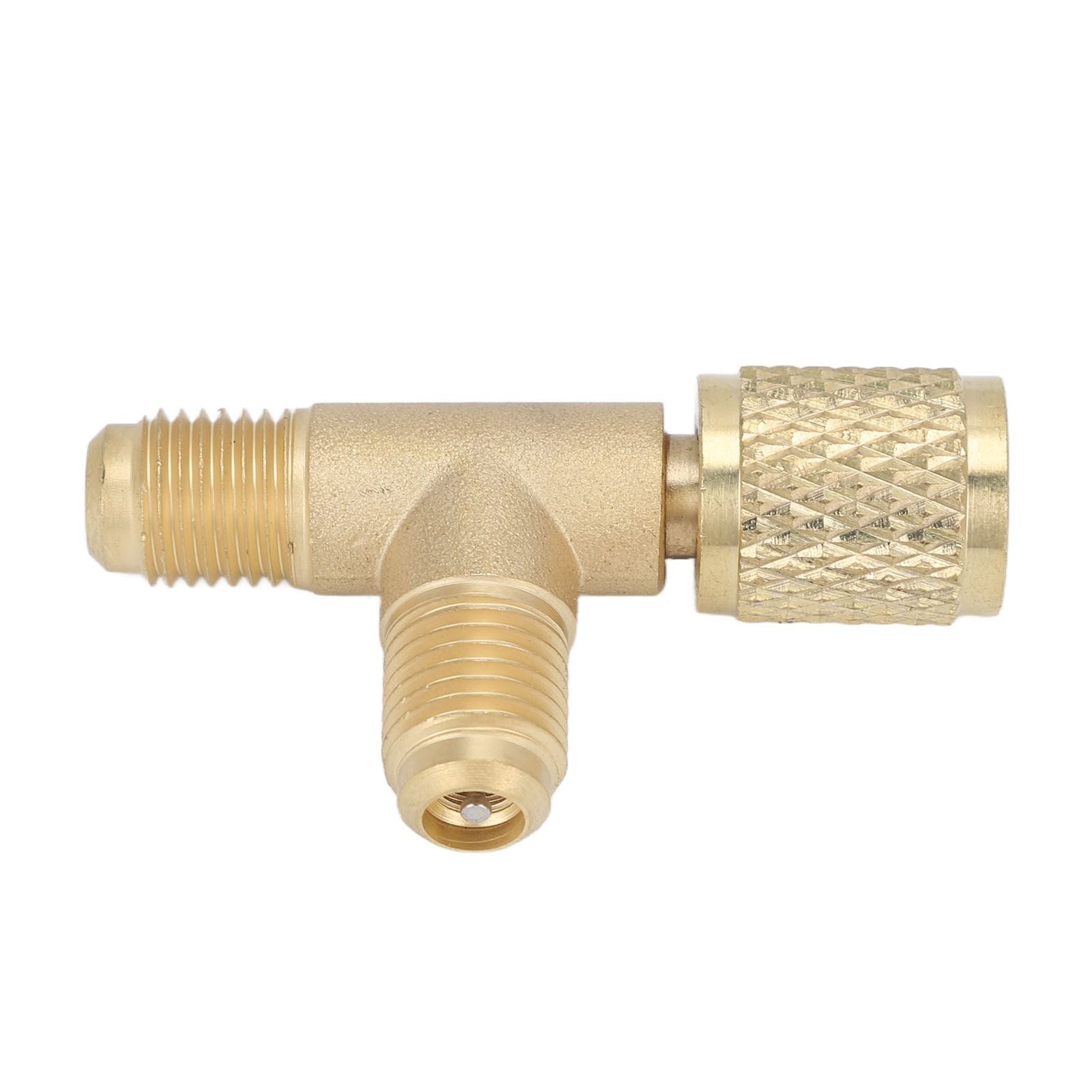 Quick Coupler Tee Adapter with Valve Core Brass 1/4in SAE Sturdy Structure for R22 R12 R134 V1294-YM0523-3113220052311