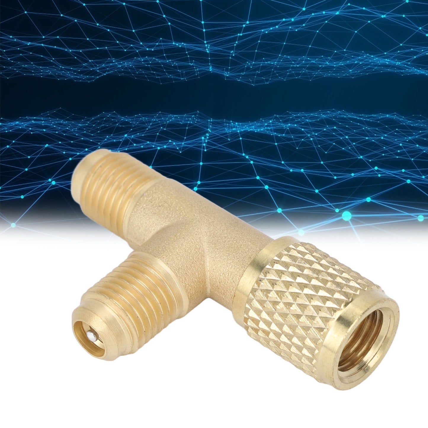 Quick Coupler Tee Adapter with Valve Core Brass 1/4in SAE Sturdy Structure for R22 R12 R134 V1294-YM0523-3113220052311