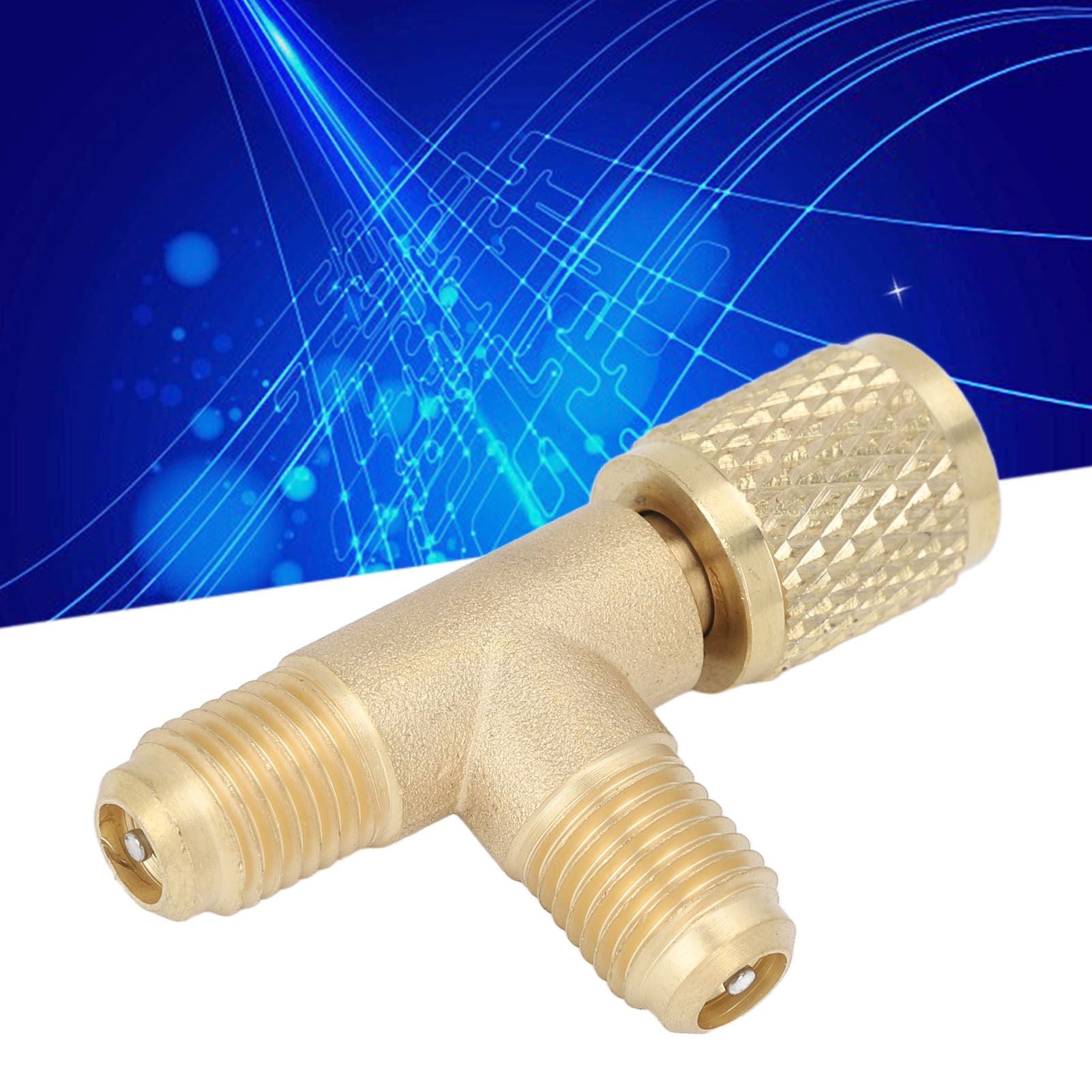 Quick Coupler Tee Adapter with Valve Core Brass 1/4in SAE Sturdy Structure for R22 R12 R134 V1294-YM0523-3113220052311
