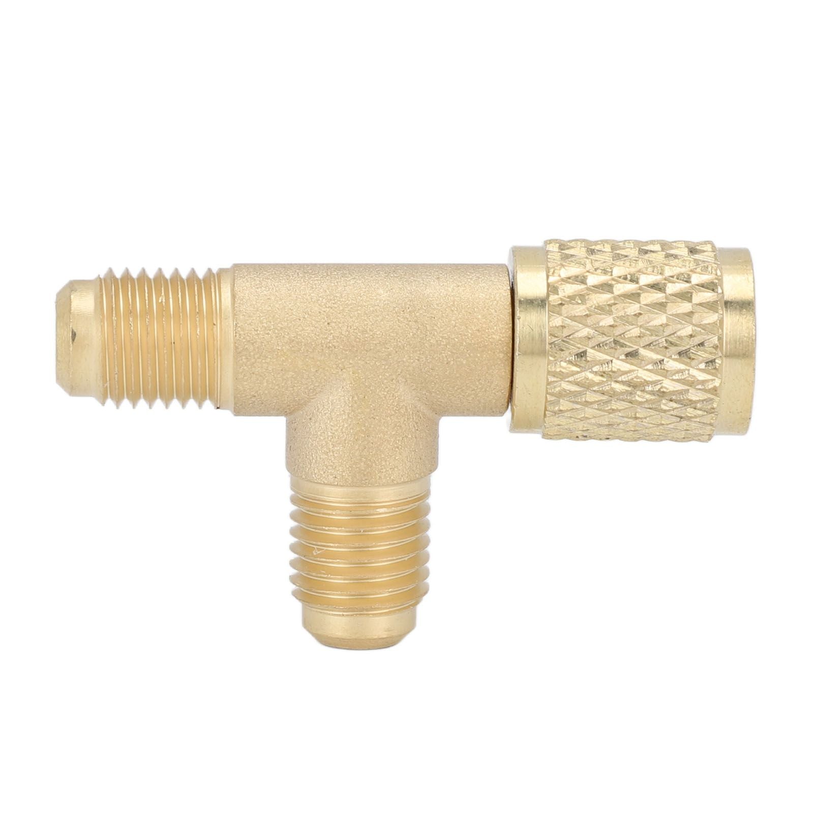 Quick Coupler Tee Adapter with Valve Core Brass 1/4in SAE Sturdy Structure for R22 R12 R134 V1294-YM0523-3113220052311