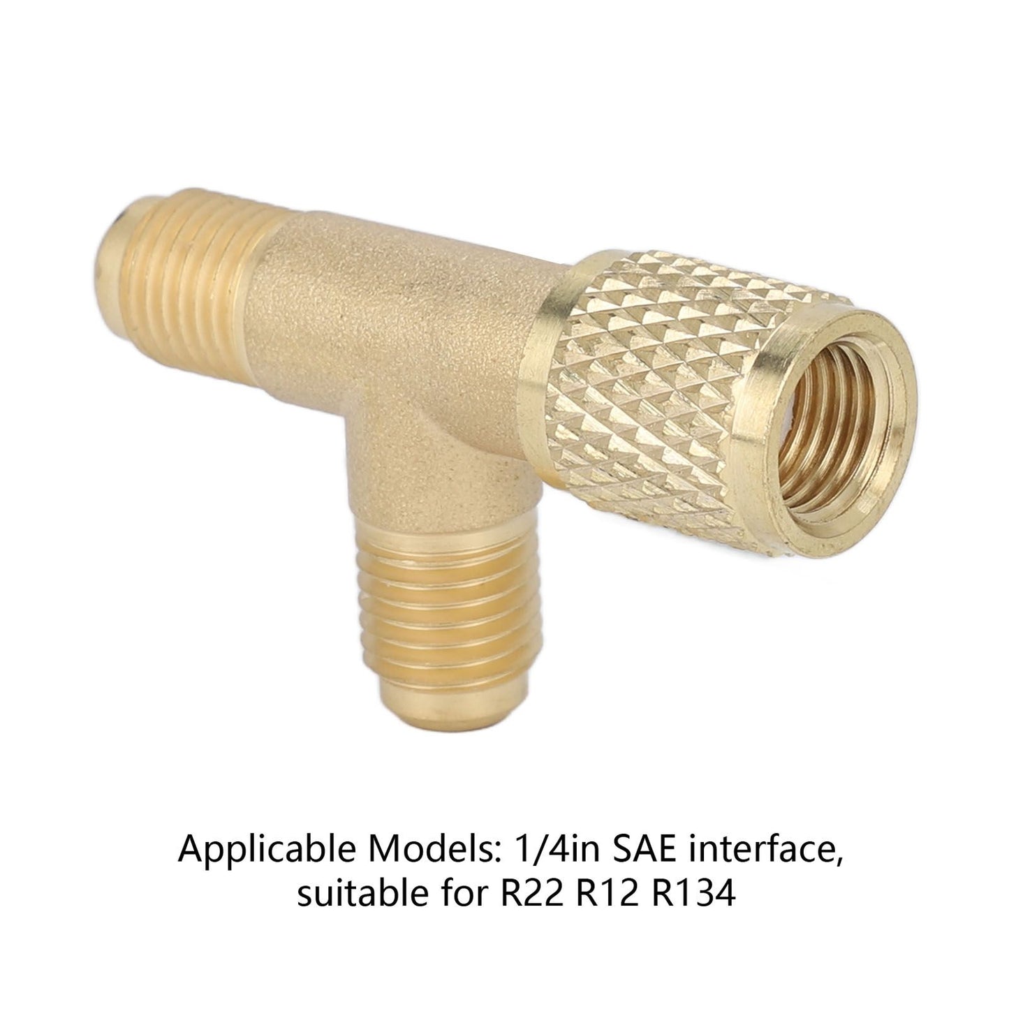 Quick Coupler Tee Adapter with Valve Core Brass 1/4in SAE Sturdy Structure for R22 R12 R134 V1294-YM0523-3113220052311