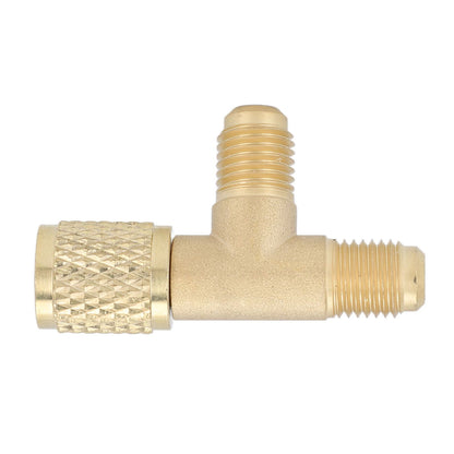 Quick Coupler Tee Adapter with Valve Core Brass 1/4in SAE Sturdy Structure for R22 R12 R134 V1294-YM0523-3113220052311
