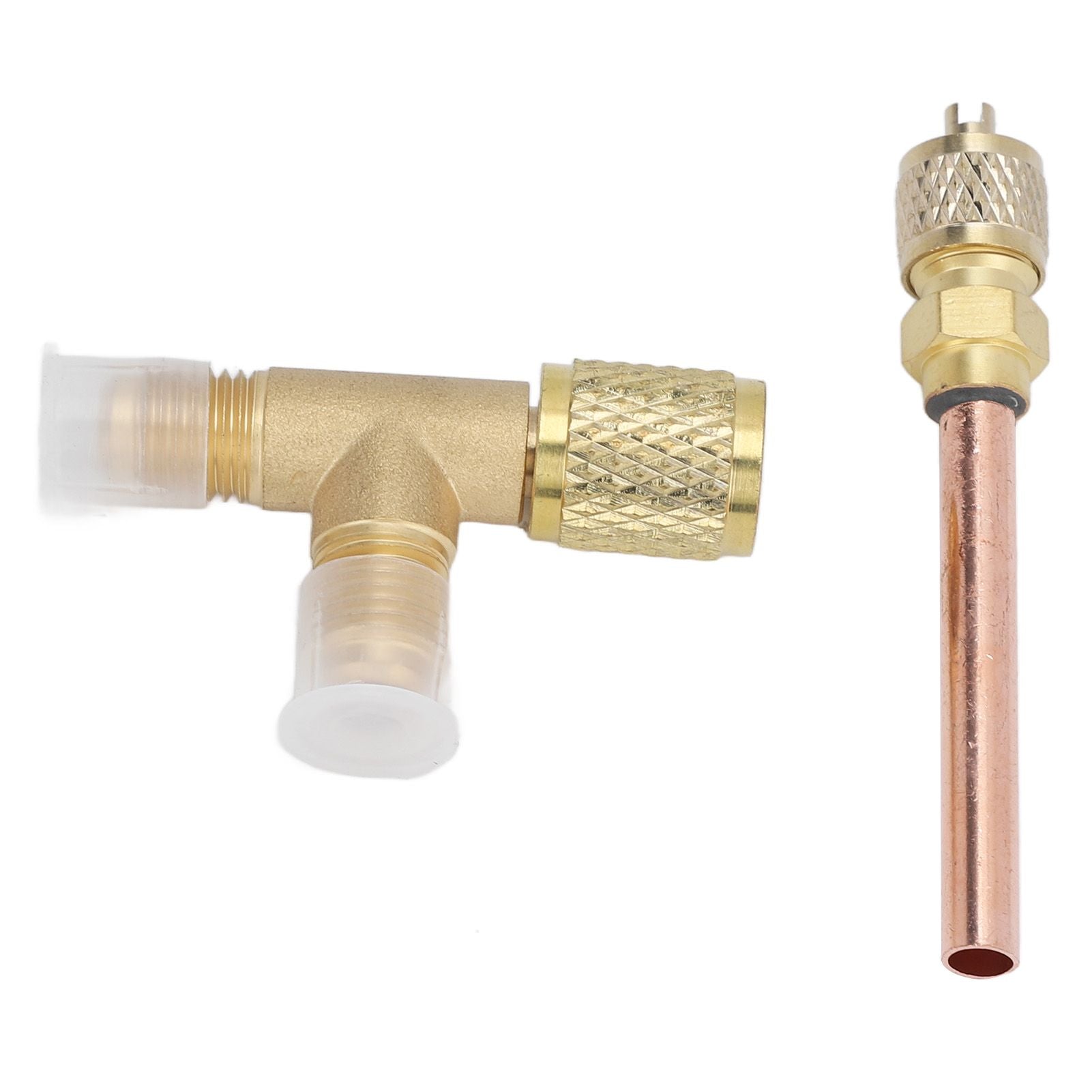 1/4in SAE Tee Adapter Built in Valve Core Quick Connection Double Sealing for R22 R12 R134 Vacuum Gauge V1294-YM0523-3113220052411
