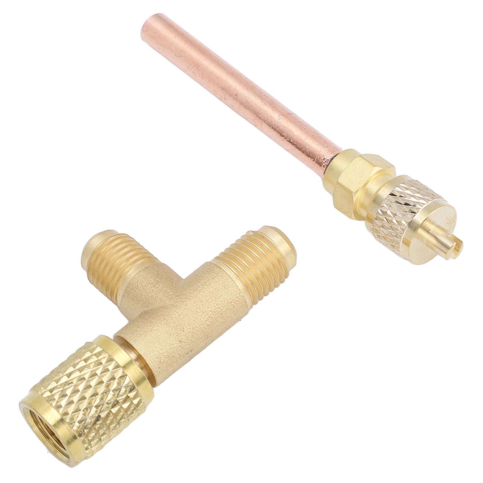1/4in SAE Tee Adapter Built in Valve Core Quick Connection Double Sealing for R22 R12 R134 Vacuum Gauge V1294-YM0523-3113220052411